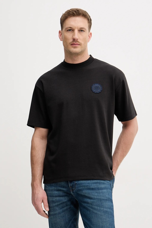 BOSS Orange t-shirt Te_Varsity elasztánnal fekete 50556013