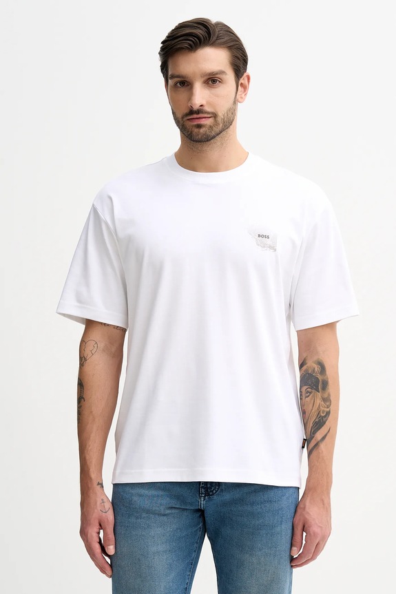 Odzież BOSS Orange t-shirt bawełniany Te_Citylights 50556032 biały