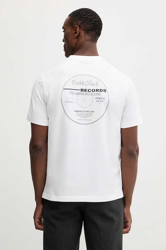 BOSS Orange t-shirt bawełniany Te_BossClub nadruk biały 50556033