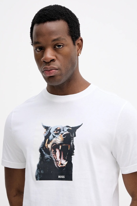 BOSS Orange tricou din bumbac Te_Dobermann alb 50558965