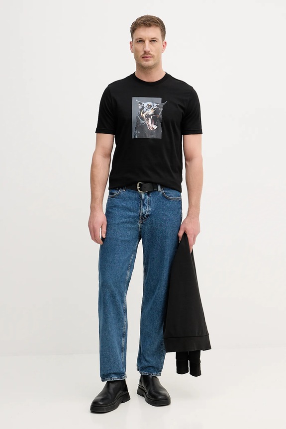 BOSS Orange t-shirt bawełniany Te_Dobermann 50558965 czarny SS26