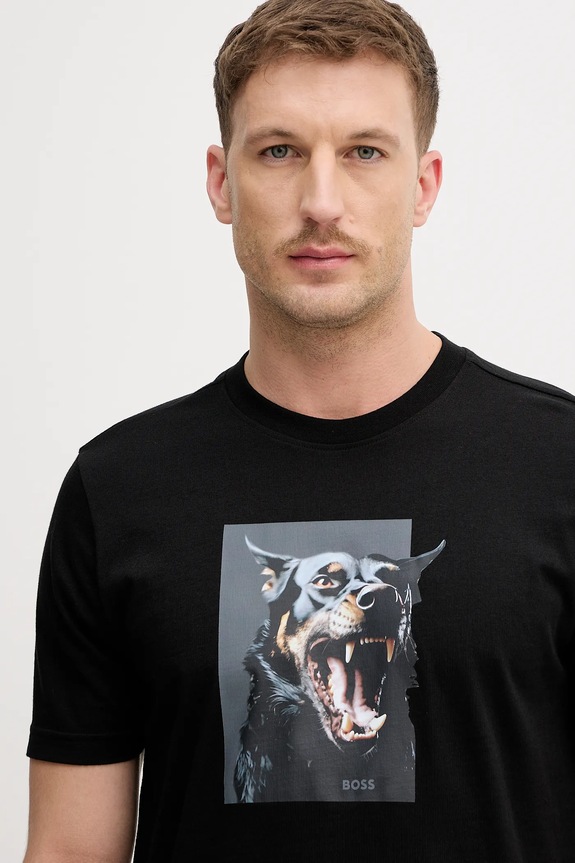 BOSS Orange t-shirt bawełniany Te_Dobermann czarny 50558965