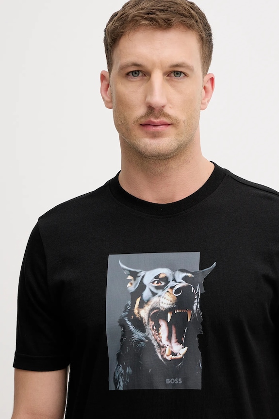 BOSS Orange t-shirt bawełniany Te_Dobermann czarny 50558965