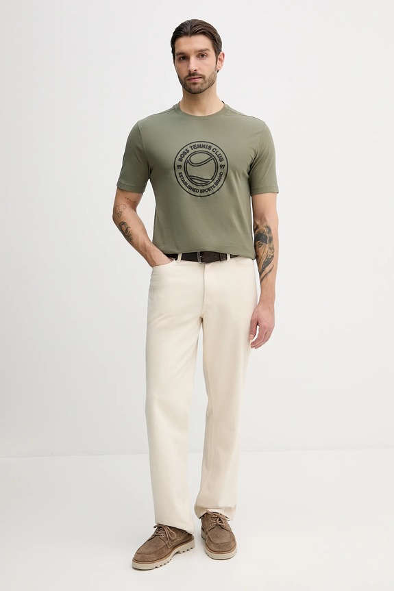 Βαμβακερό μπλουζάκι BOSS Green TS_Join Logo 50553648 πράσινο SS26