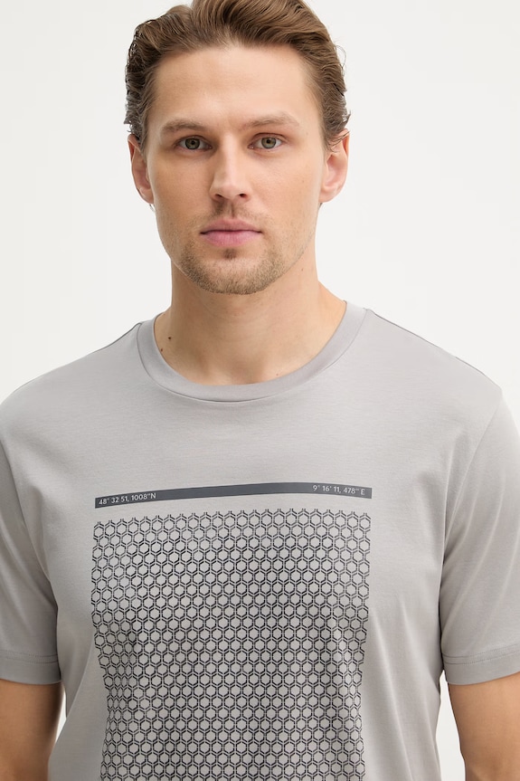 BOSS Green tricou din bumbac TS_Tour Print gri 50554333