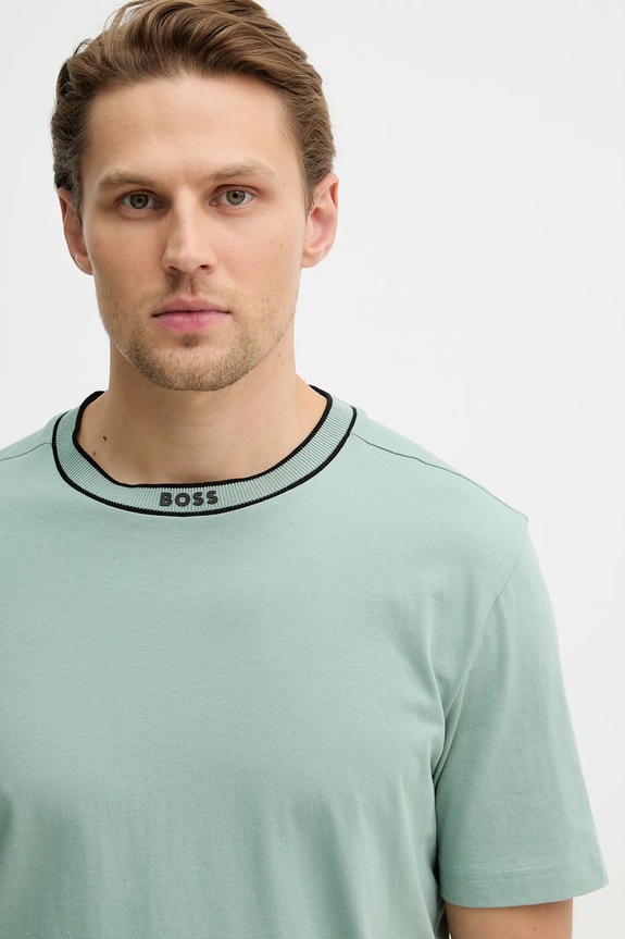 BOSS Green tricou din bumbac Tee 5 turcoaz 50554862