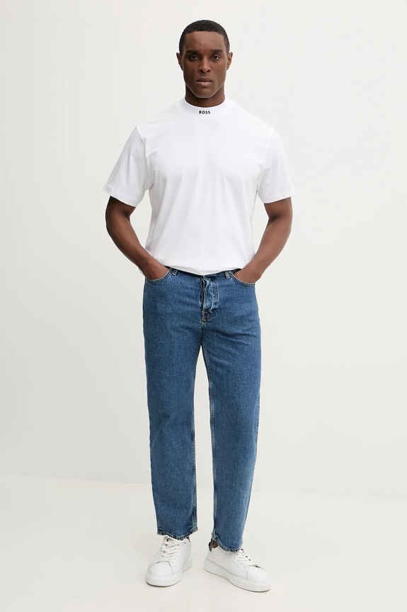 BOSS Green t-shirt Tee Collar 50555527 biały SS26