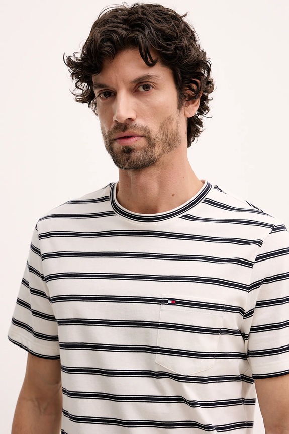 Bavlnené tričko Tommy Hilfiger béžová MW0MW41378