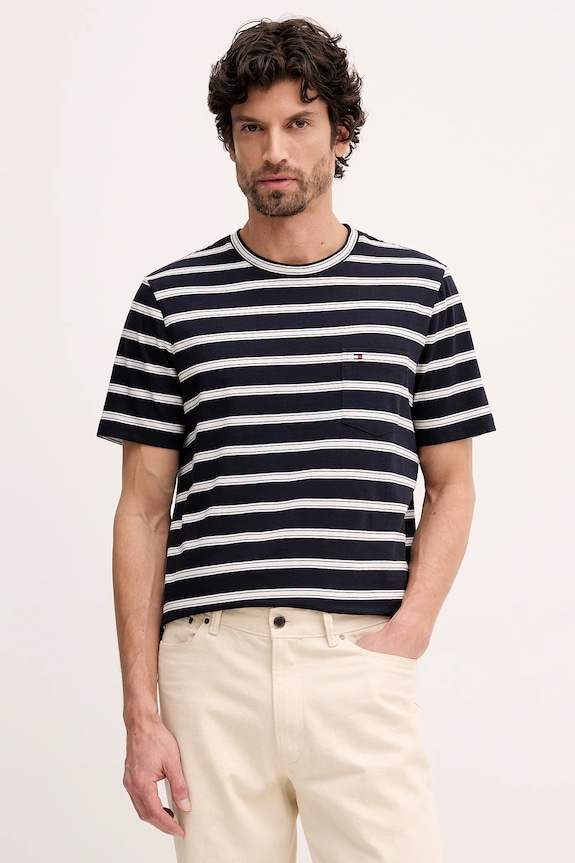 Tommy Hilfiger tricou din bumbac cu modele bleumarin MW0MW41378