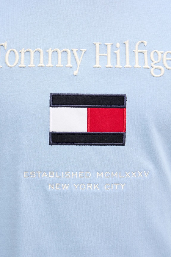 Βαμβακερό μπλουζάκι Tommy Hilfiger μπλε MW0MW42736