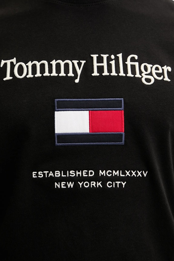 Βαμβακερό μπλουζάκι Tommy Hilfiger MW0MW42736 μαύρο