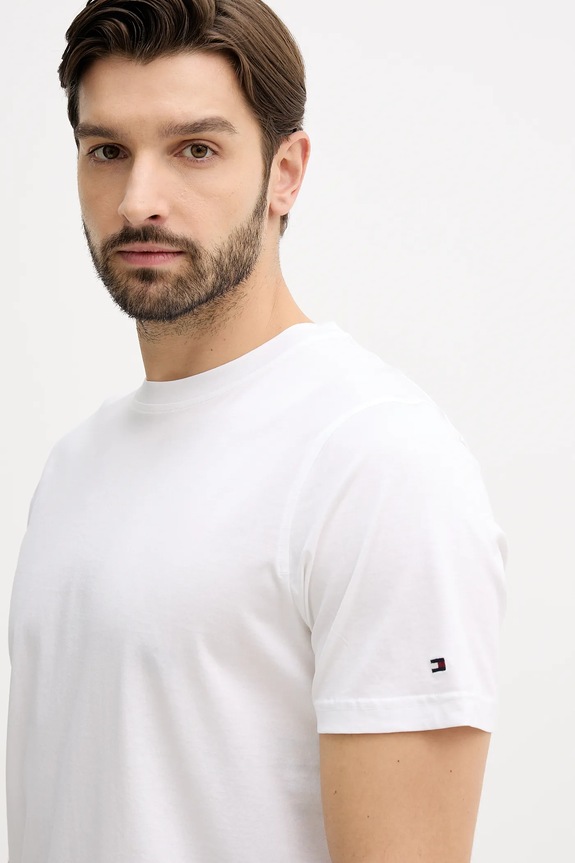 Βαμβακερό μπλουζάκι Tommy Hilfiger λευκό MW0MW41860