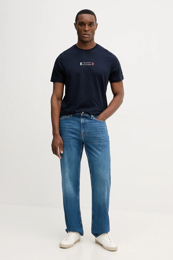 Tommy Hilfiger t-shirt bawełniany MW0MW41453 granatowy SS26