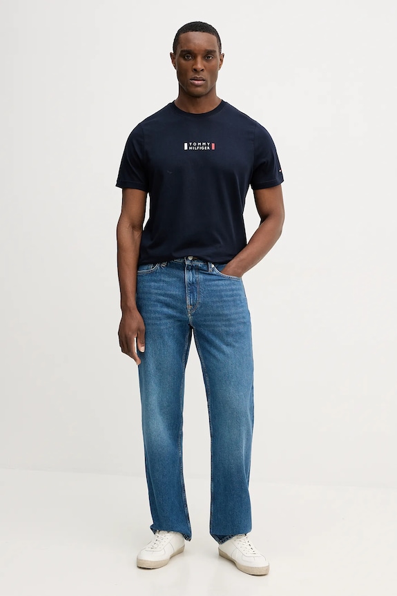 Tommy Hilfiger t-shirt bawełniany MW0MW41453 granatowy SS26