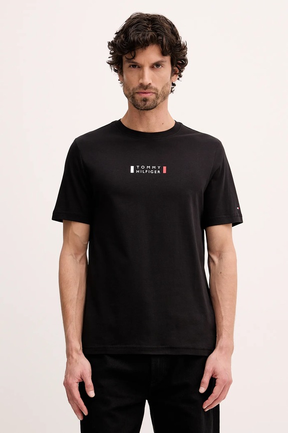 Tommy Hilfiger t-shirt bawełniany nadruk czarny MW0MW41453