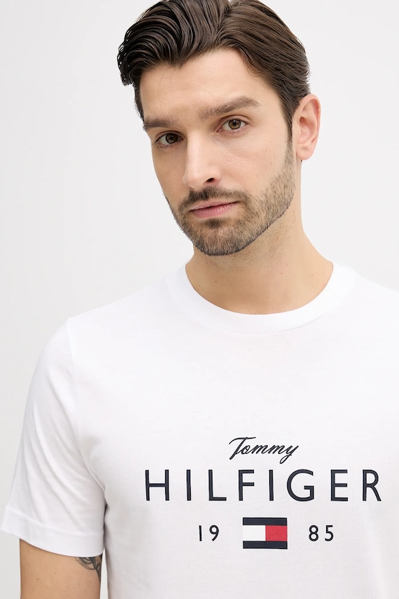 Tommy Hilfiger pamut póló fehér MW0MW41455