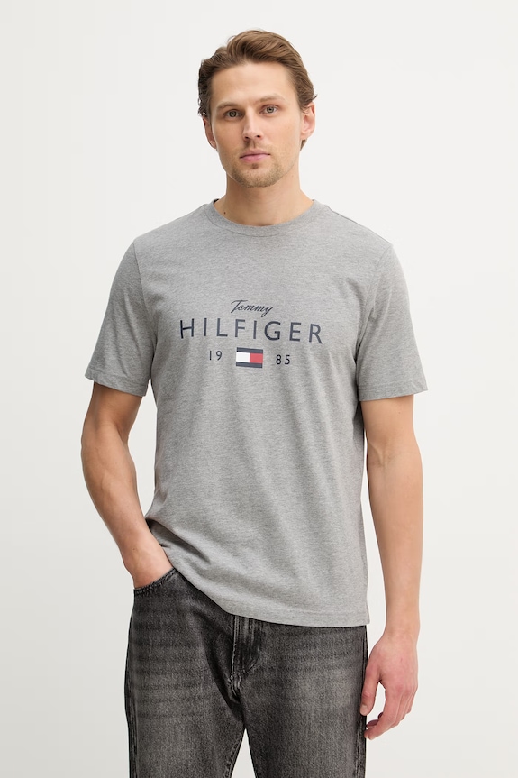 Tommy Hilfiger t-shirt bawełniany nadruk szary MW0MW41455