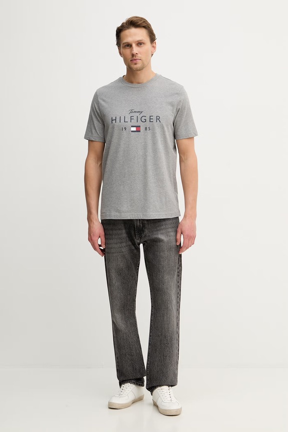 Tommy Hilfiger t-shirt bawełniany MW0MW41455 szary SS26