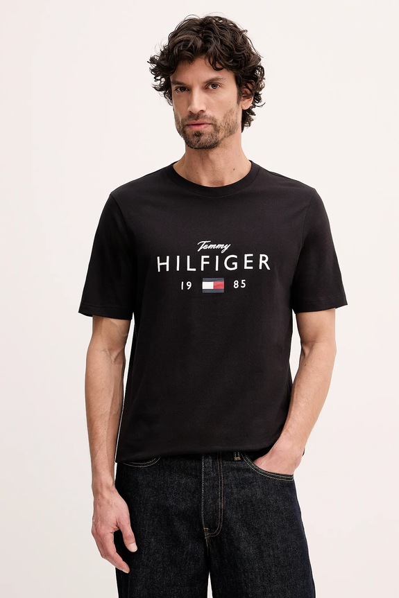 Tommy Hilfiger t-shirt bawełniany nadruk czarny MW0MW41455