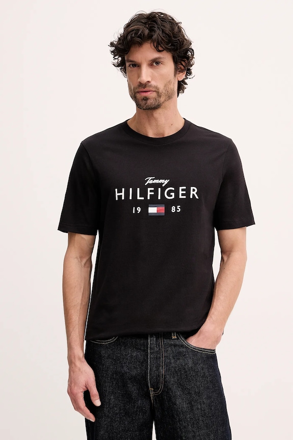 Tommy Hilfiger t-shirt bawełniany nadruk czarny MW0MW41455