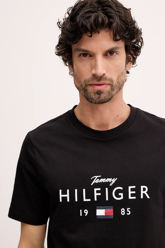 Tommy Hilfiger t-shirt bawełniany czarny MW0MW41455
