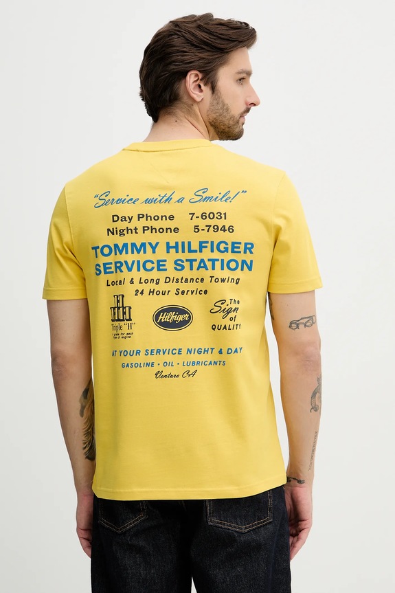 Oblečenie Bavlnené tričko Tommy Hilfiger MW0MW41460 žltá