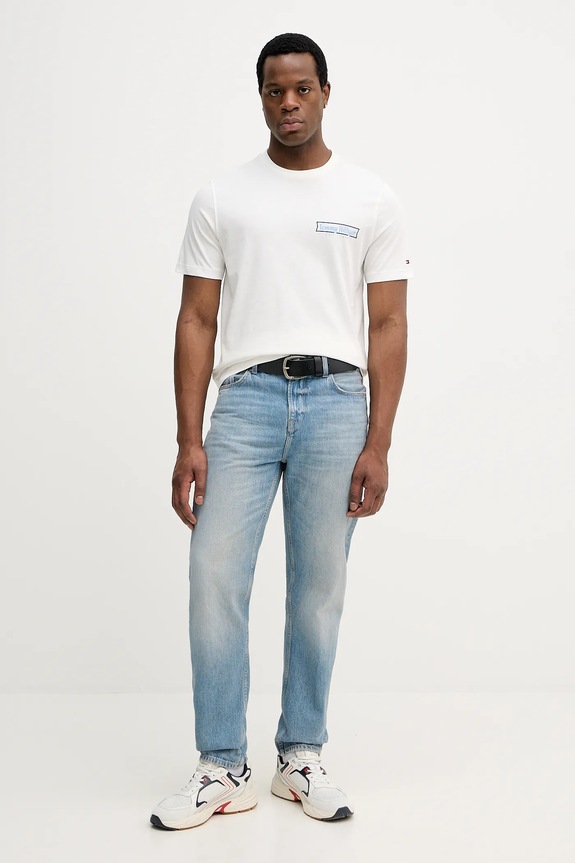 Βαμβακερό μπλουζάκι Tommy Hilfiger MW0MW41465 λευκό SS26