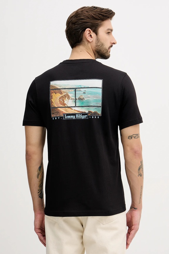 Βαμβακερό μπλουζάκι Tommy Hilfiger βαμβάκι μαύρο MW0MW41465