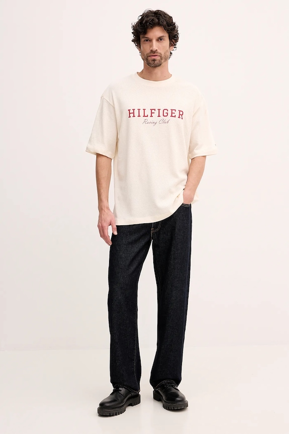 Tommy Hilfiger t-shirt bawełniany MW0MW41466 beżowy SS26