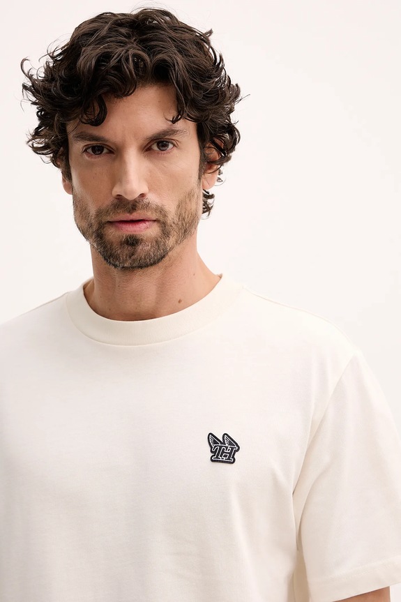Tommy Hilfiger t-shirt bawełniany beżowy MW0MW41468