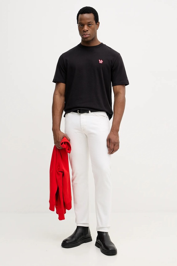 Βαμβακερό μπλουζάκι Tommy Hilfiger MW0MW41468 μαύρο SS26