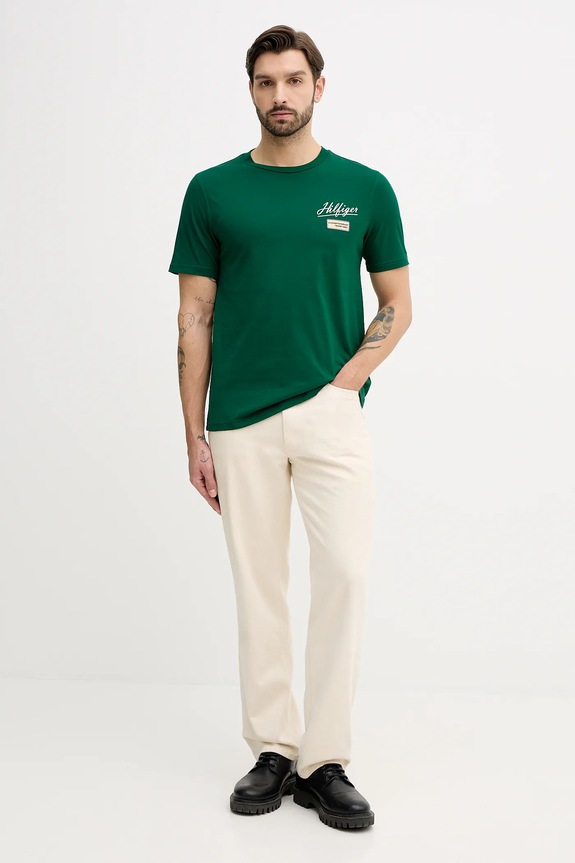Tommy Hilfiger t-shirt bawełniany MW0MW41471 zielony SS26