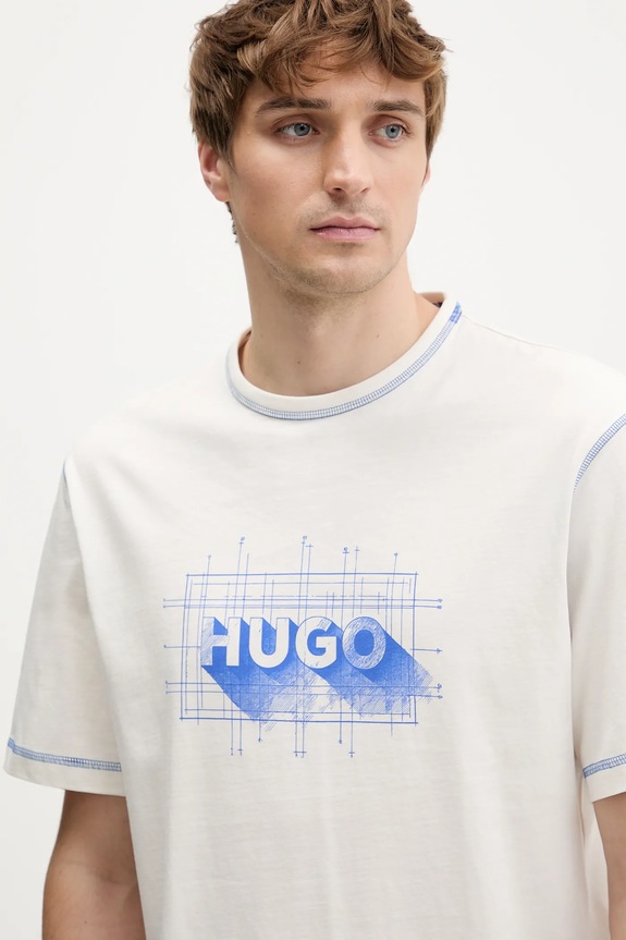 Hugo Blue tricou din bumbac Nothal bej 50553498