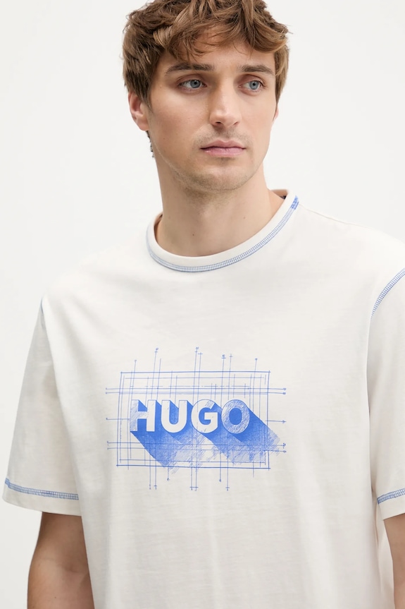 Hugo Blue tricou din bumbac Nothal bej 50553498