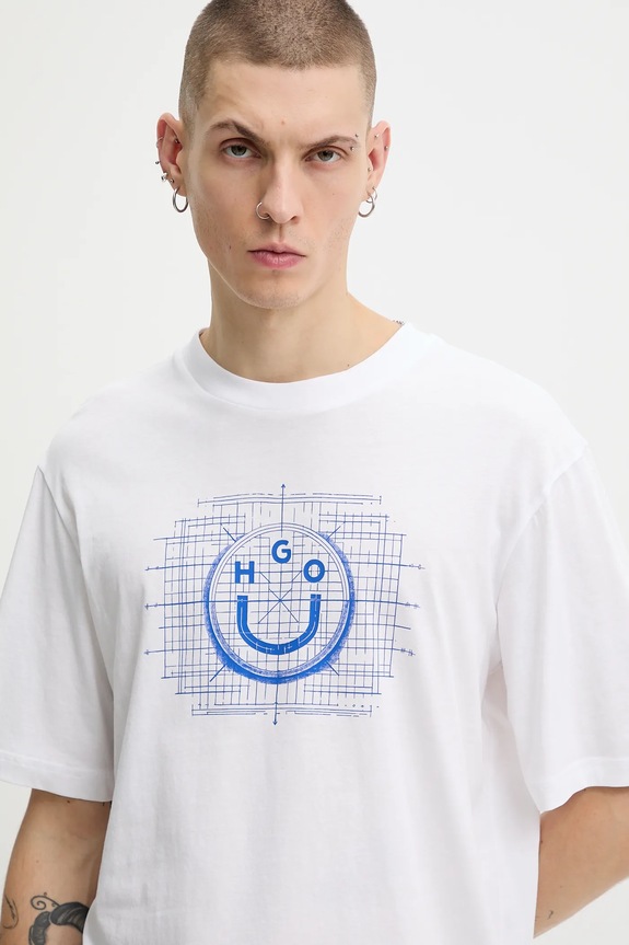 Bavlnené tričko Hugo Blue Namerix biela 50554350