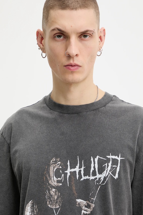 HUGO Blue tricou din bumbac Noctornix gri 50554368