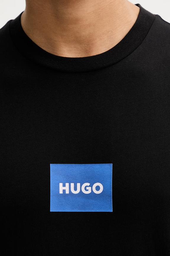 HUGO Blue tričko pánske bavlnené Nayonix 50554382 čierna