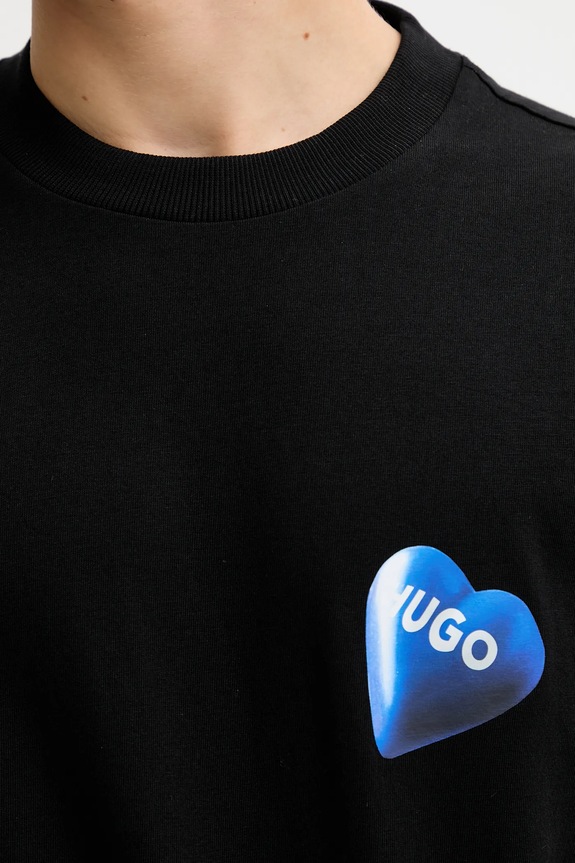 Bavlnené tričko Hugo Blue Nalentinio 50562727 čierna