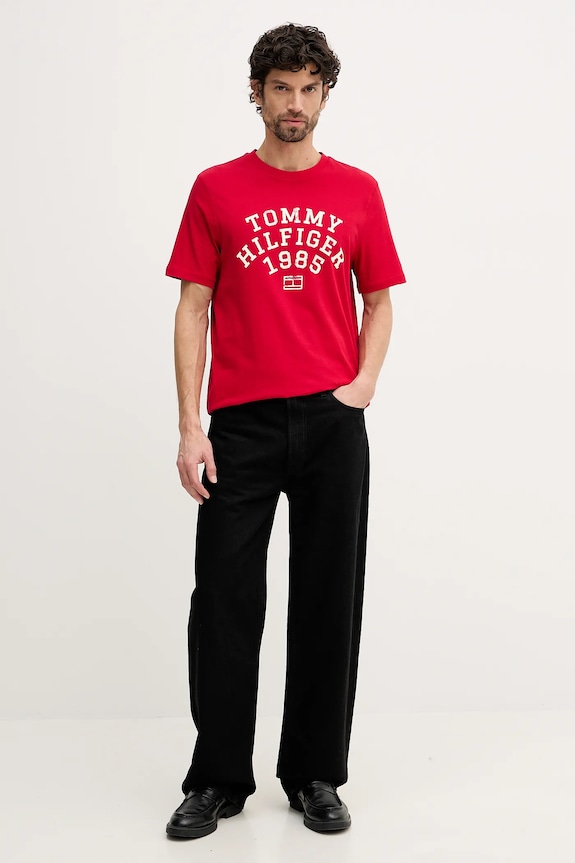 Bavlnené tričko Tommy Hilfiger MW0MW41470 červená SS26