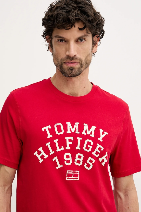 Bavlnené tričko Tommy Hilfiger červená MW0MW41470
