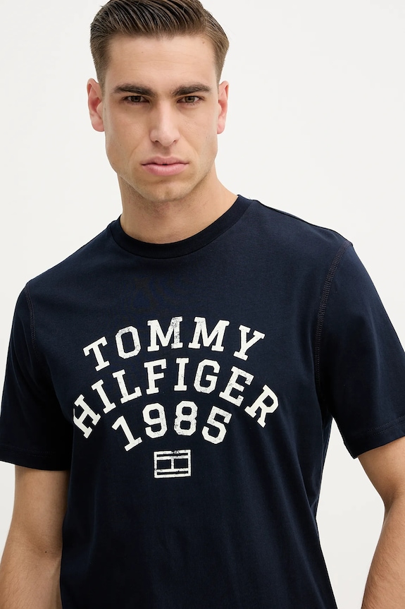 Bavlnené tričko Tommy Hilfiger tmavomodrá MW0MW41470