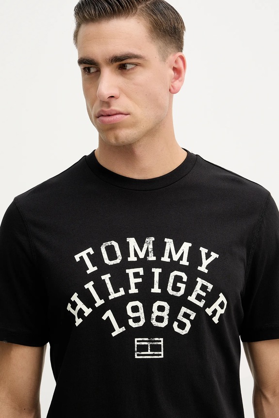 Tommy Hilfiger tricou din bumbac negru MW0MW41470