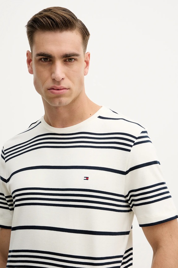 Bavlnené tričko Tommy Hilfiger béžová MW0MW41908