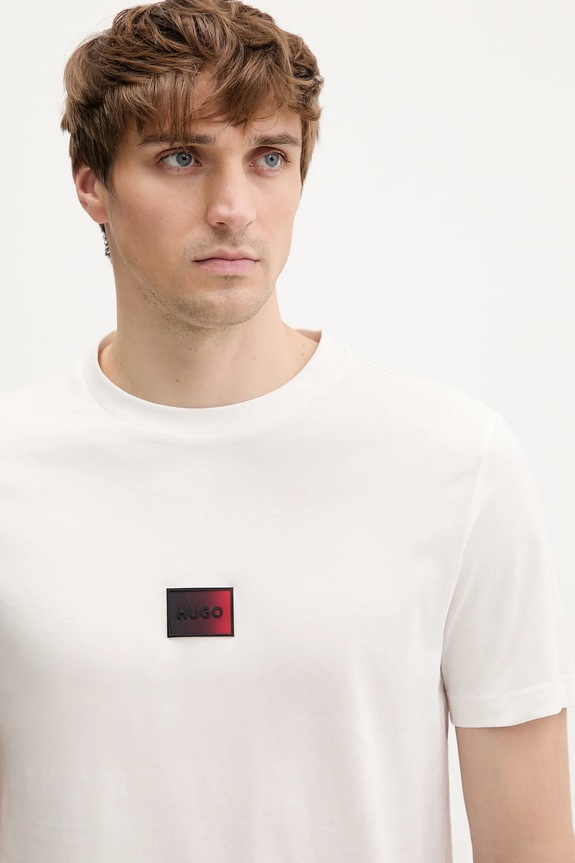 HUGO t-shirt bawełniany Danotie beżowy 50553124