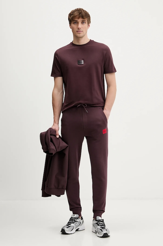 HUGO t-shirt bawełniany Danotie 50553124 bordowy SS26
