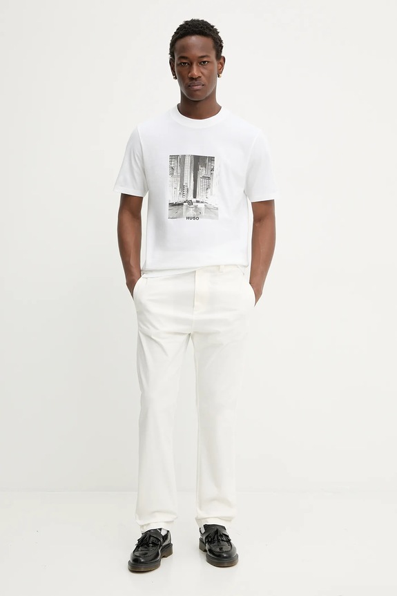 HUGO tricou din bumbac Deyss 50553755 bej SS26