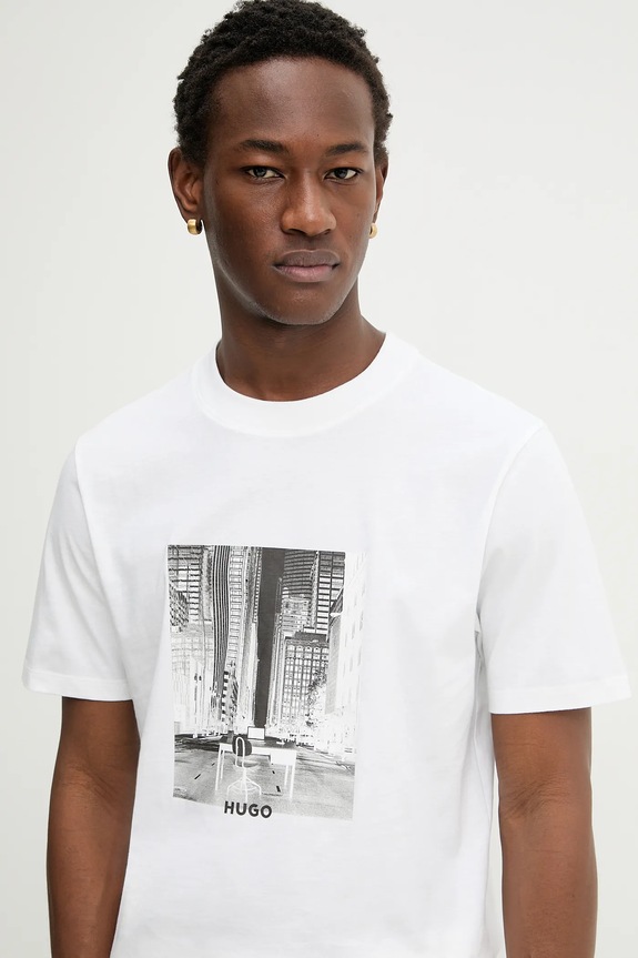 HUGO tricou din bumbac Deyss bej 50553755