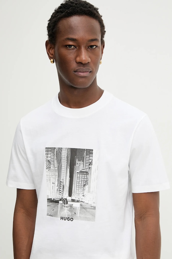 HUGO tricou din bumbac Deyss bej 50553755