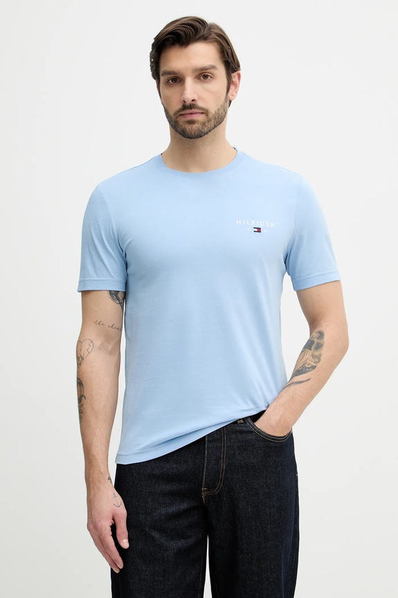 Tričko Tommy Hilfiger potlač modrá MW0MW41456