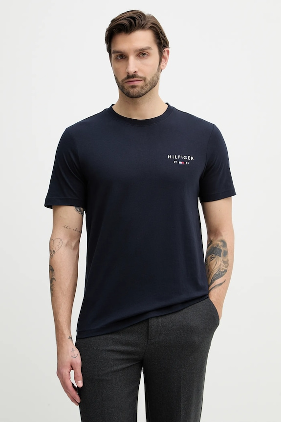 Tričko Tommy Hilfiger potlač tmavomodrá MW0MW41456